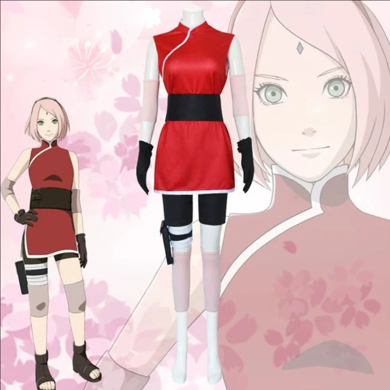 Anime Cosplay Ninja - 桜春野コスプレ完全忍者スカートコスチュームセット ユニセックス ハロウィンカーニバル コミックコン ドレスアップイベント用