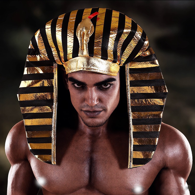 Egypt Cosplay Anime - ファブリックエジプトファラオ帽子ゴールドコスチューム帽子ハロウィンイースターパーティーパフォーマンスコスプレ帽子
