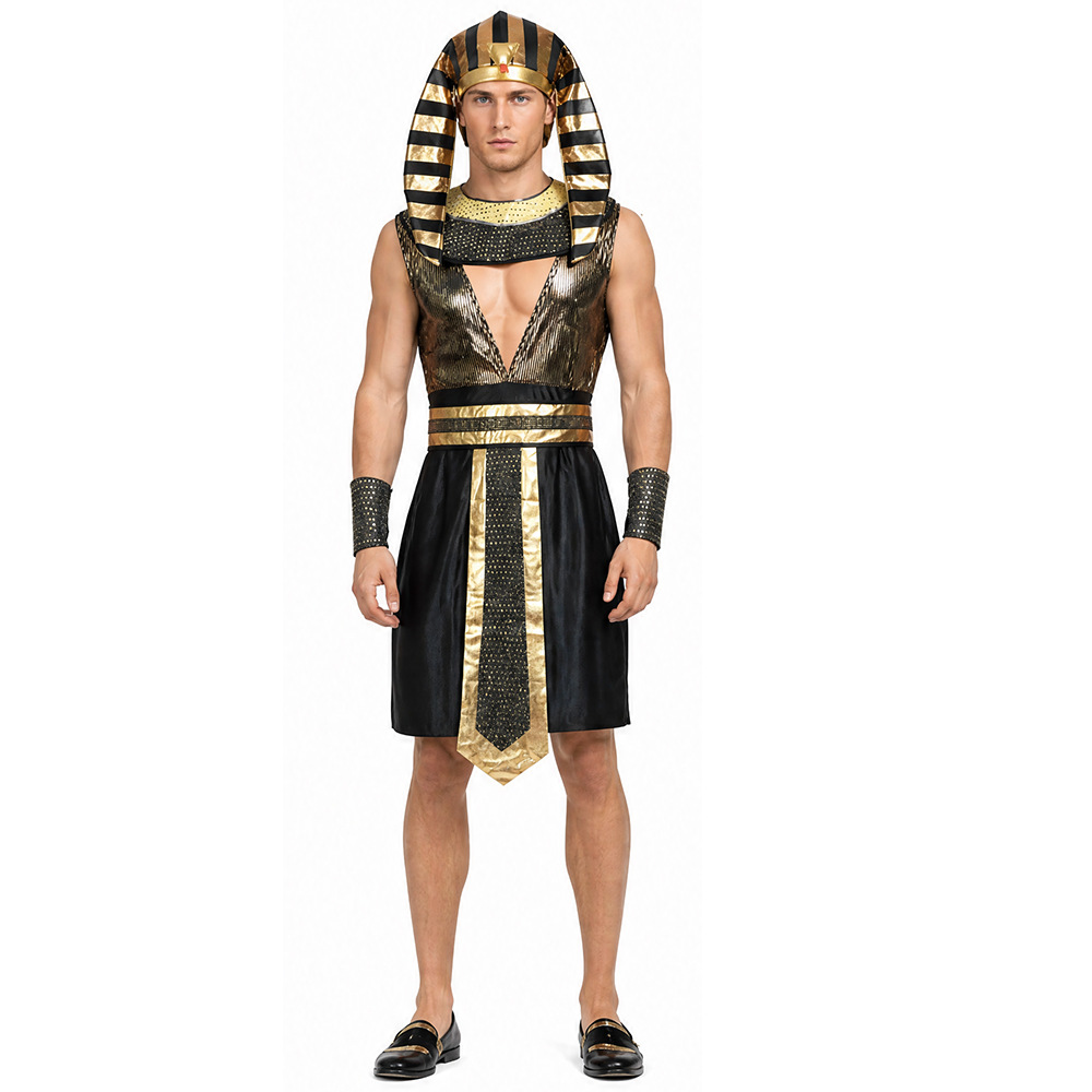 Egypt Cosplay Anime - 男性エジプトファラオ衣装大人の古代エジプト王衣装ハロウィンコスプレカーニバル仮装パーティーファンシードレスアップ服
