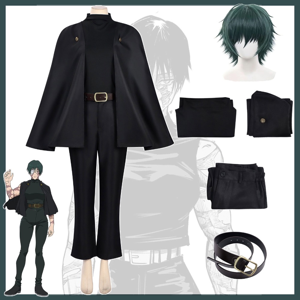 Anime Cosplay Jujutsu - アニメ呪術廻戦 JJK ゼニンマキコスプレ衣装ウィッグ制服マントトップパンツベルトアニメコンベンションハロウィンクリスマスパーティー衣装