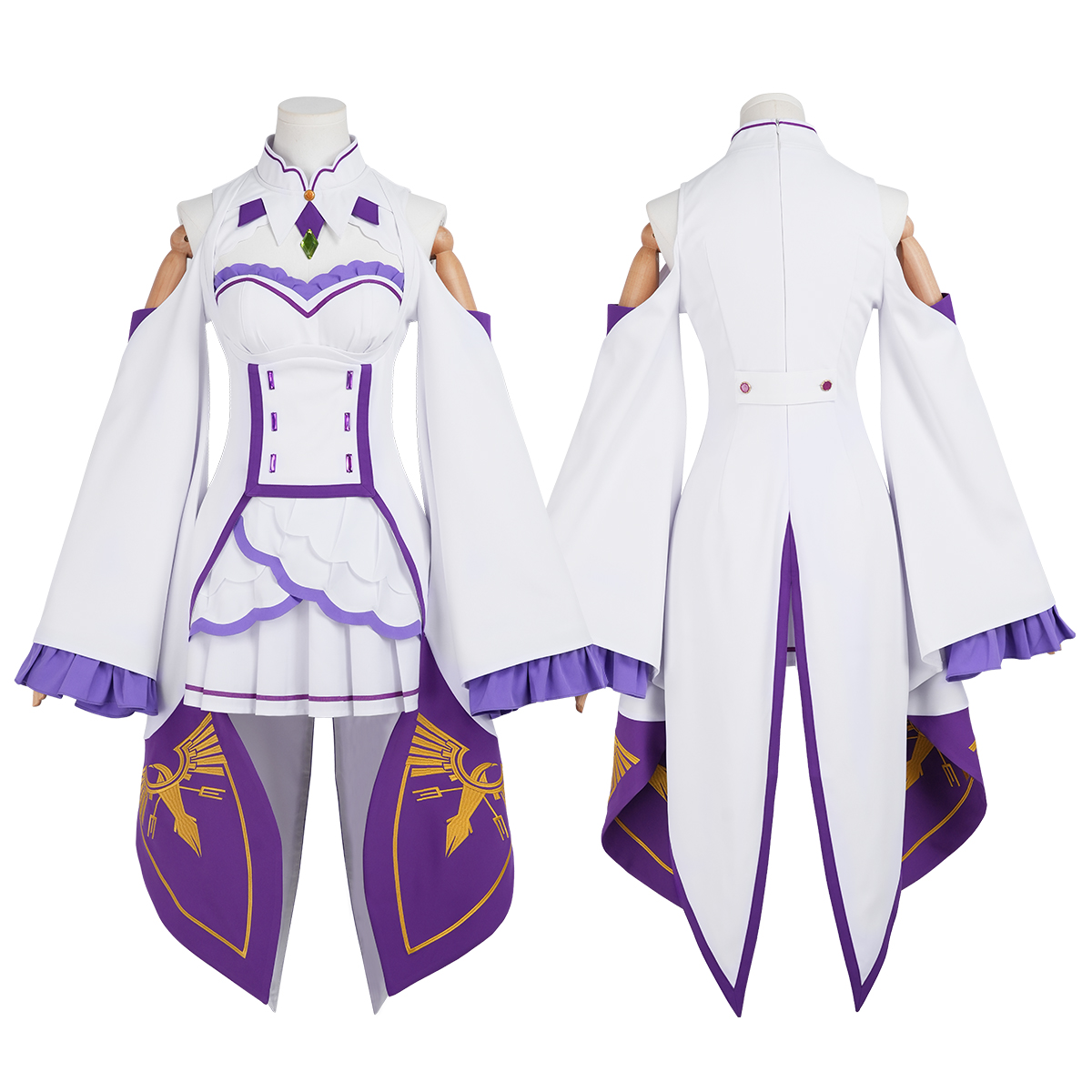 Convention Cosplay Anime - HOLOUN ゼロアニメエミリアコスプレ衣装ウィッグ刺繍トップスカートコンベンションハロウィン衣装