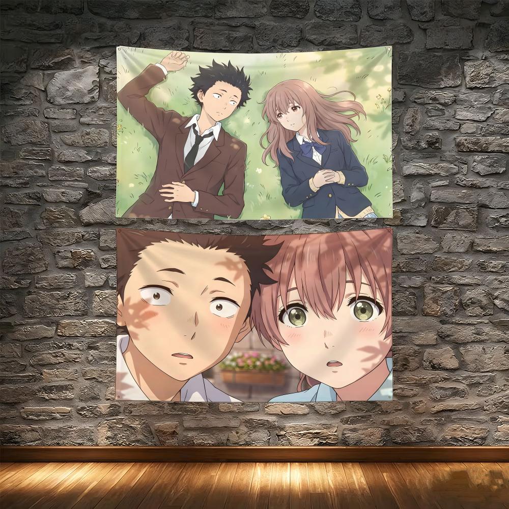 Anime Cosplay Romance - ヒアリングロマンスアニメ A-A サイレントボイスフラグタペストリークリエイティブパターン写真リビングルームの壁アートパーティー屋外装飾