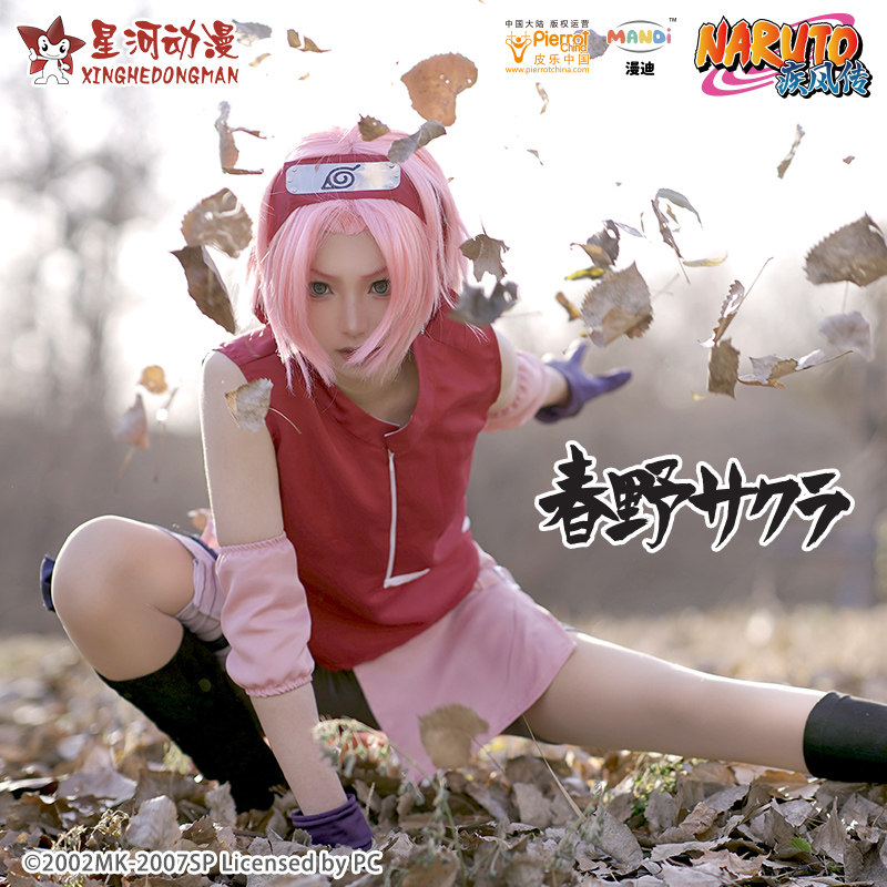 Anime Cosplay Ninja - NARUTO -ナルト- 疾風伝 レディース春野サクラ忍者スーツ 中国公式認定コスプレ衣装スーツ