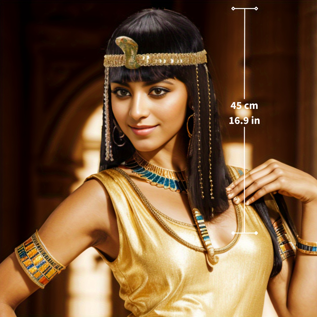 黒ストレート合成ウィッグスネークビーズタッセルクレオパトラエ - Egypt Cosplay Anime のレビューと価格