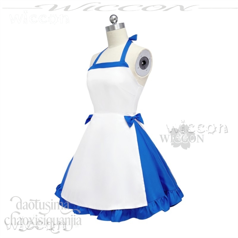 宇志野ゼノ ナツ ブルーホワイトロリメイドドレス – 可愛い - Zenos Anime Cosplay のレビューと価格