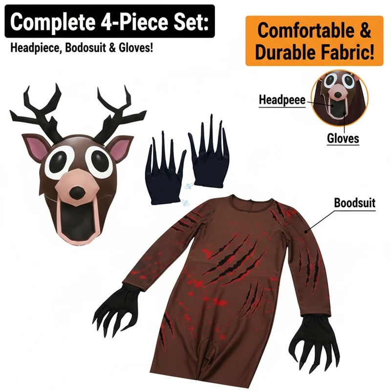 怖いトナカイコスチューム 子供用 ハロウィンパーティー 鹿モ - Anime Cosplay Outfit Ideas のレビューと価格