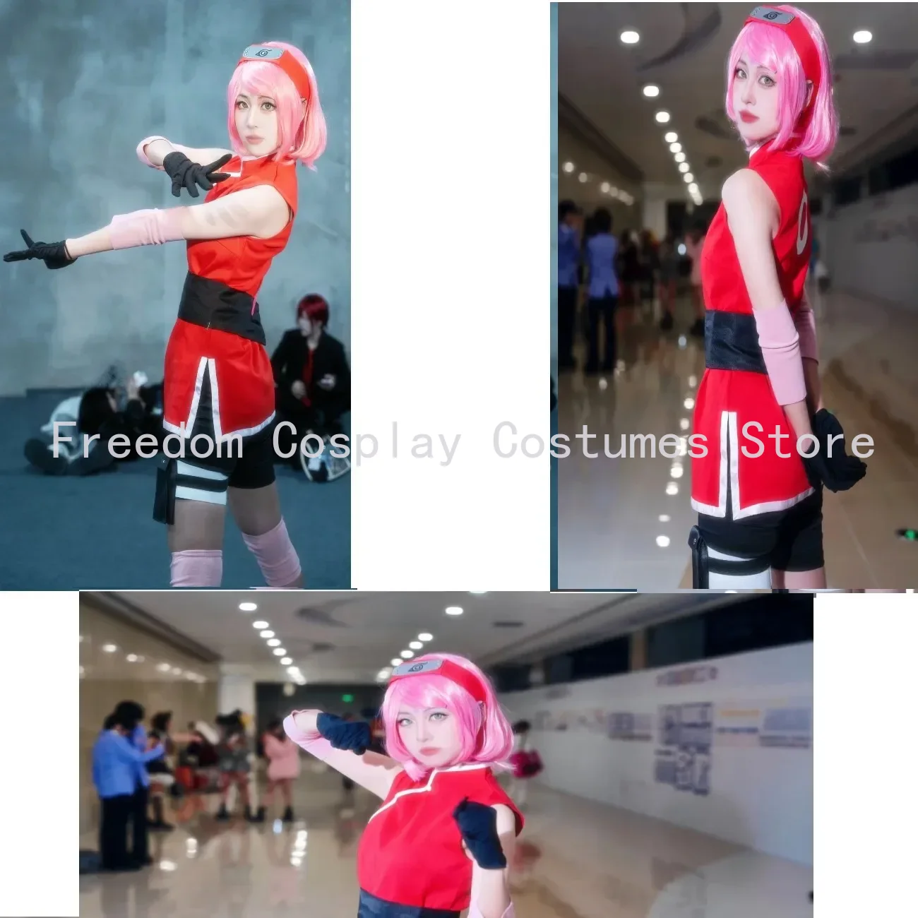 アニメ春野さくらコスプレ疾風伝衣装ウィッグ女性女の子スカート - Anime Cosplay Ninja のレビューと価格