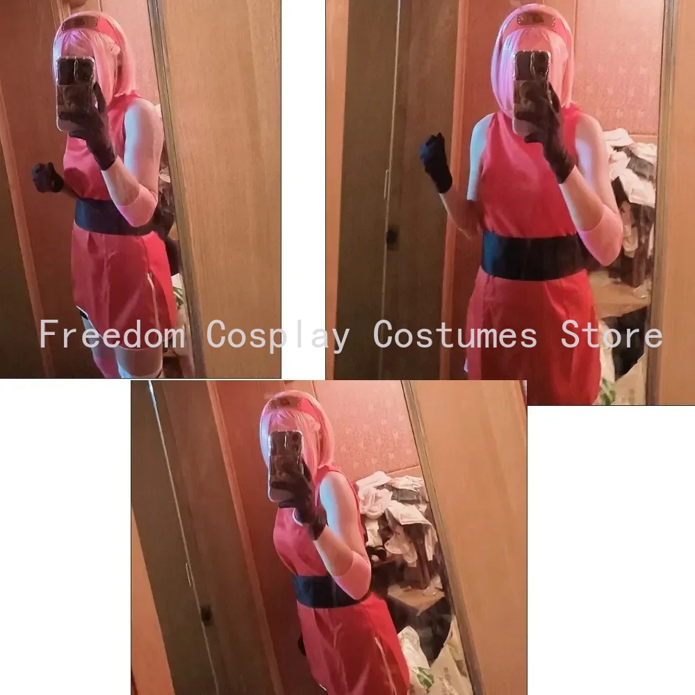 アニメ春野さくらコスプレ疾風伝衣装ウィッグ女性女の子スカート - Anime Cosplay Ninja のレビューと価格
