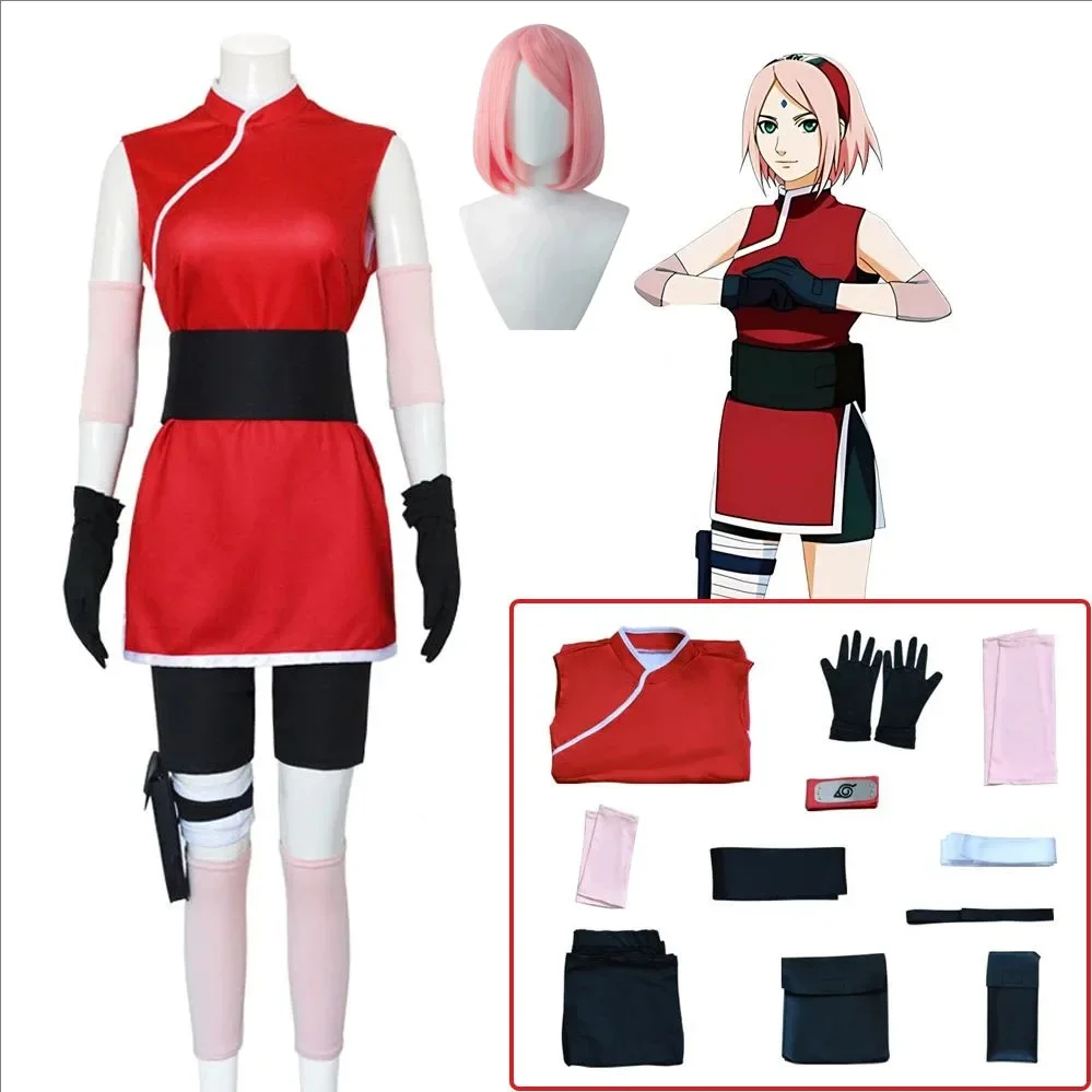 春野サクラコスプレアニメ衣装女性女の子スカート衣装ユニセック - Anime Cosplay Ninja のレビューと価格