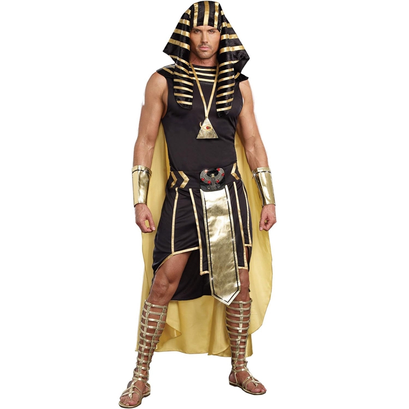 男性エジプト衣装セット 7 個ゴールデントリムタンクトップス - Egypt Cosplay Anime のレビューと価格