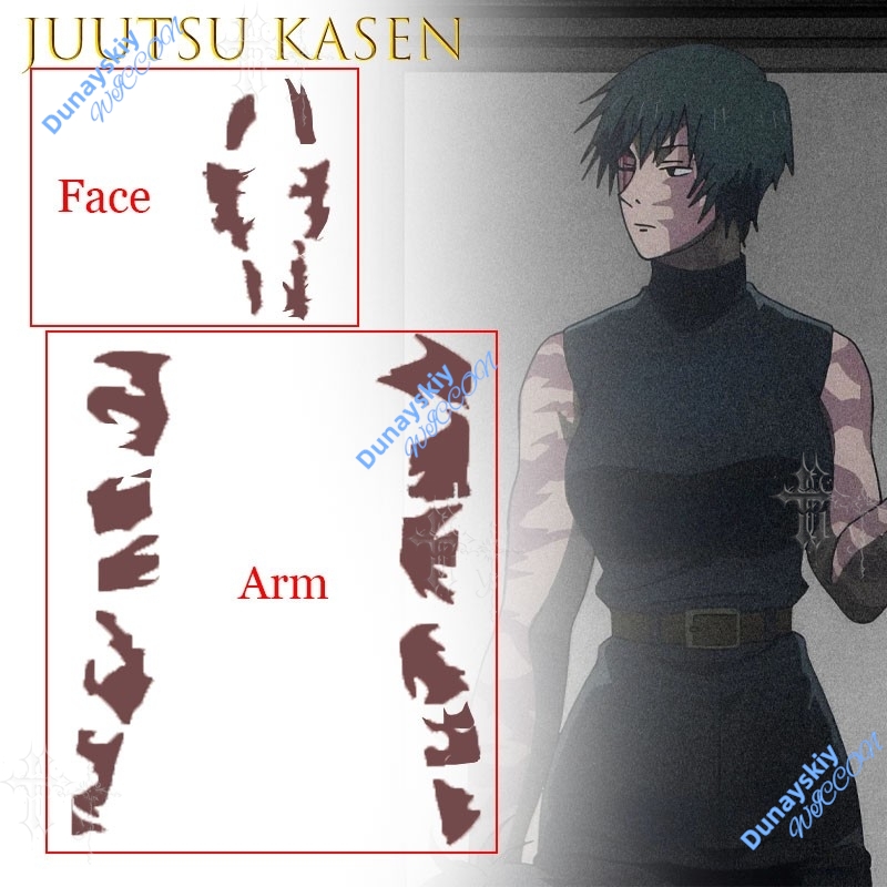 アニメ呪術廻戦禪院マキ一時的なタトゥーデカール使い捨てボディ - Anime Cosplay Jujutsu のレビューと価格